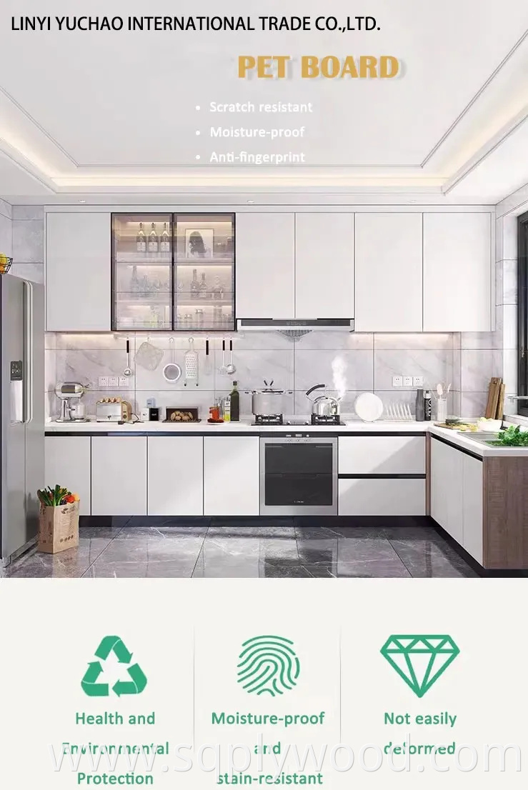 Pet Laminated MDF Board Sublimation MDF Board UV Boards High Glossy Pet Laminated Particleboard for Kitchen Cabinet Fancy MDF PVC Coated Plywood Pet Board